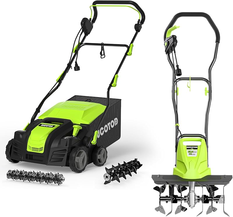 BUCOTOD 3 Adjustable and16 Inch Dethatcher 5 Position